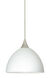 Brella 1 Light Satin Nickel Pendant Ceiling Light in White Glass, Halogen