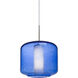Niles 10 1 Light Satin Nickel Cord Pendant Ceiling Light in Niles Blue Bubble/Opal Glass