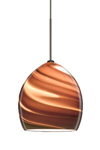 Sprite LED Bronze Pendant Ceiling Light in Smoke Twist Glass