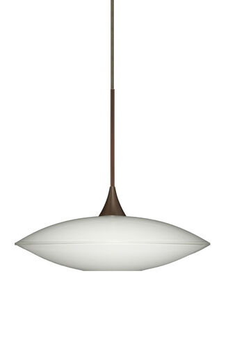 Spazio LED Bronze Pendant Ceiling Light in Opal Glossy Glass