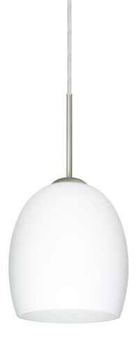 Lucia 1 Light Satin Nickel Pendant Ceiling Light in Opal Matte Glass, Incandescent