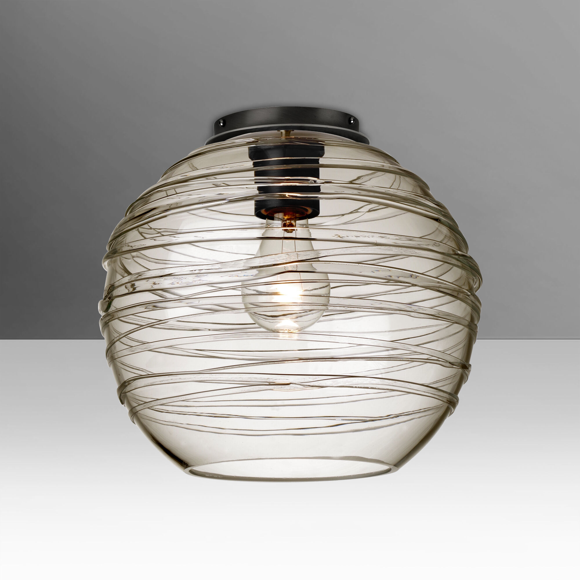 Wave 10 1 Light 10 inch Black Semi-Flush Mount Ceiling Light