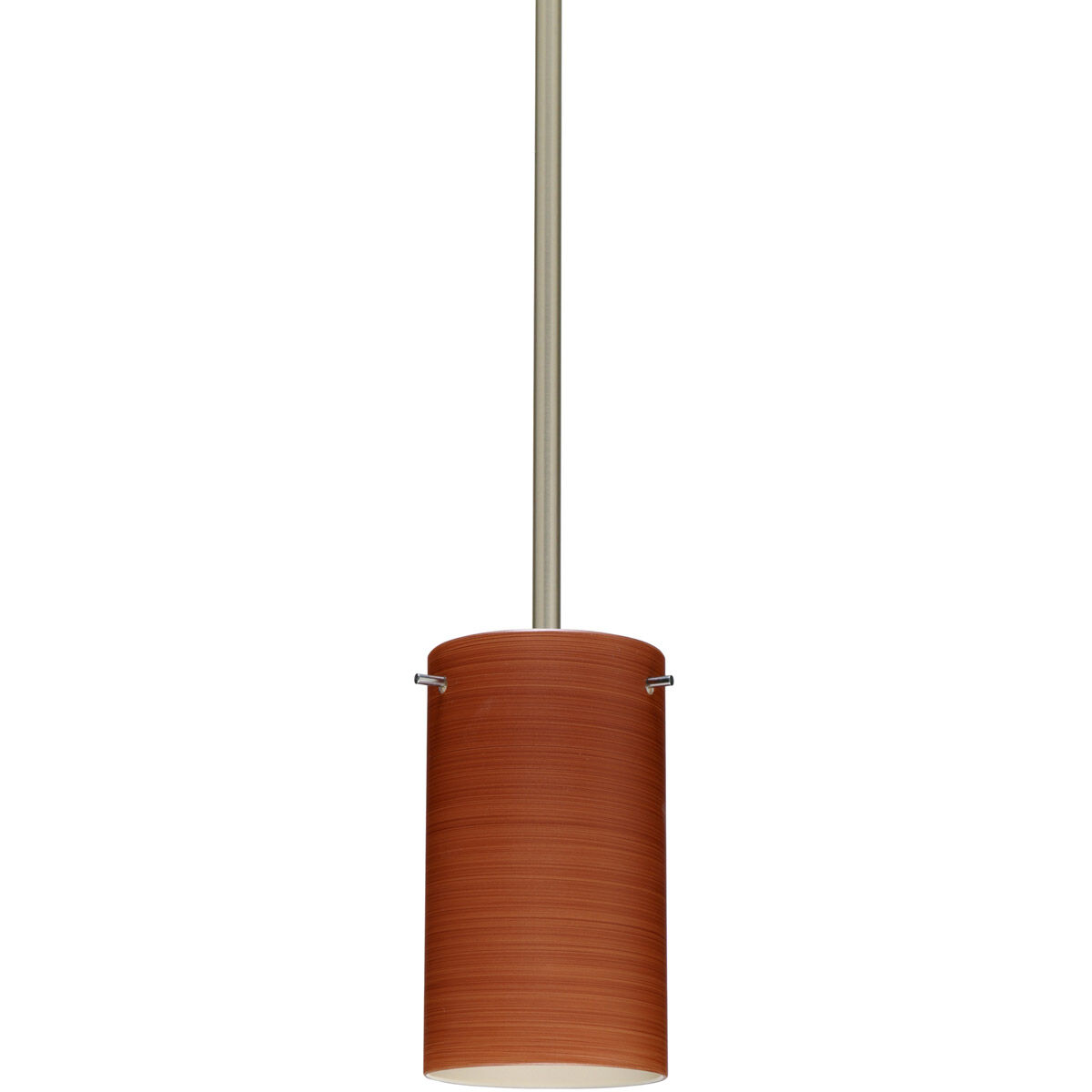 Stilo 7 1 Light Satin Nickel Stem Pendant Ceiling Light in Incandescent, Cherry Glass