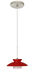 Trilo LED Satin Nickel Pendant Ceiling Light in Red Matte Glass