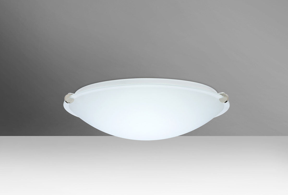 Trio 12 1 Light 12 inch Polished Nickel Flush Mount Ceiling Light in Incandescent, White Glass