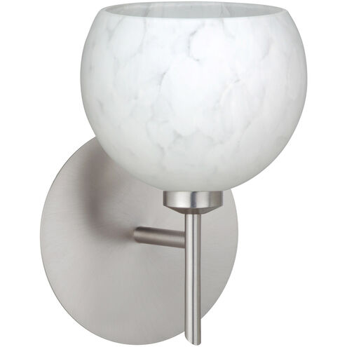 Palla 5 1 Light 5 inch Satin Nickel Mini Sconce Wall Light in Halogen, Carrera Glass