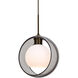 Mana 1 Light Bronze Cord Pendant Ceiling Light in Incandescent, Transparent Smoke/Opal Glass