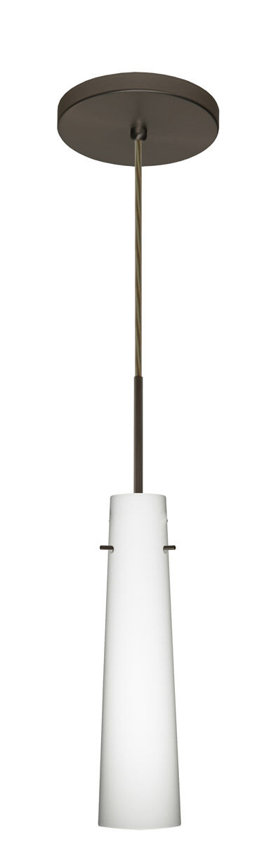 Camino 1 Light Bronze Pendant Ceiling Light in Opal Matte Glass