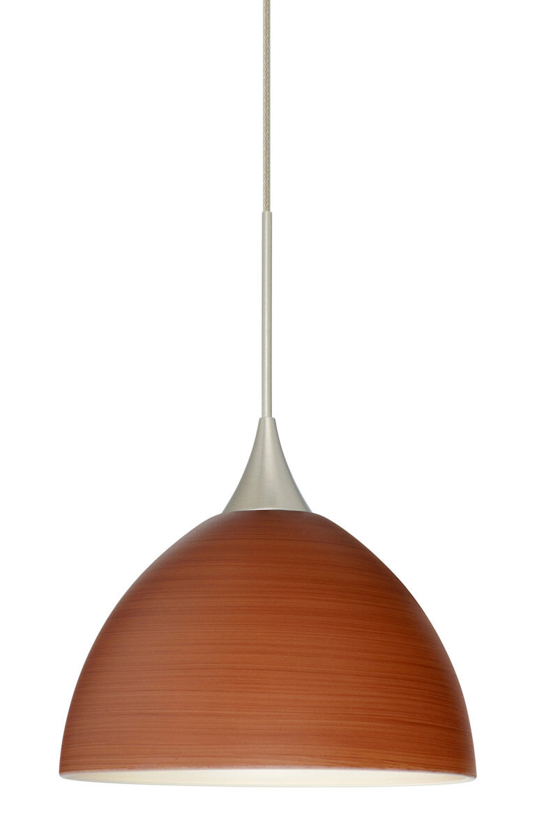 Brella LED Satin Nickel Pendant Ceiling Light in Cherry Glass