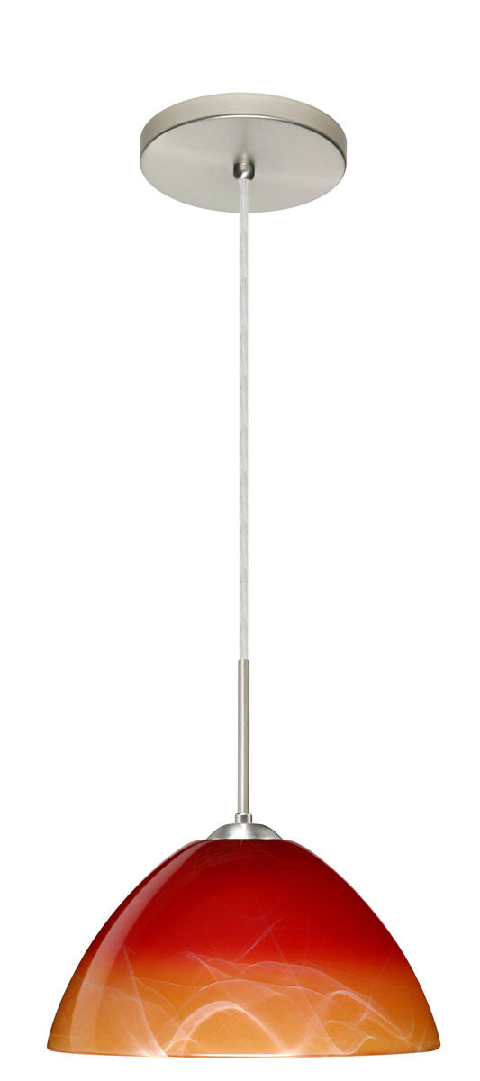 Tessa 1 Light Satin Nickel Pendant Ceiling Light in Incandescent, Solare Glass