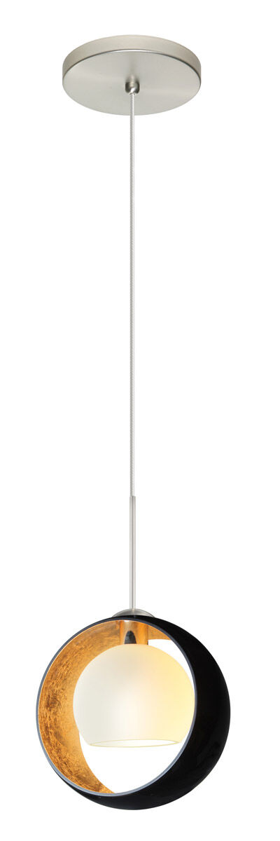 Pogo LED Satin Nickel Pendant Ceiling Light in Gold Foil Glass