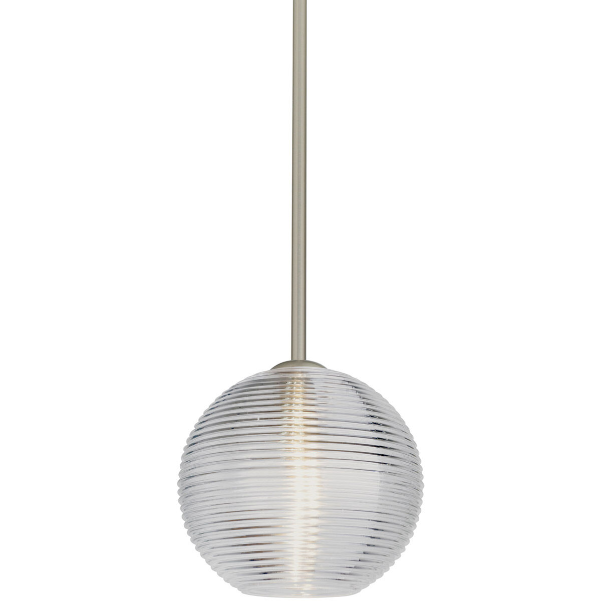 Kristall 8 LED Satin Nickel Stem Pendant Ceiling Light in Clear Glass