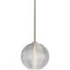 Kristall 8 LED Satin Nickel Stem Pendant Ceiling Light in Clear Glass