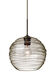 Wave 1 Light Bronze Pendant Ceiling Light in Smoke Wave Glass