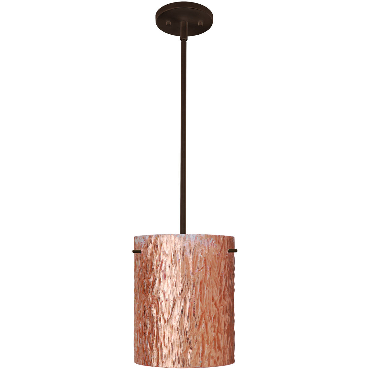 Tamburo 8 1 Light Bronze Stem Pendant Ceiling Light in Incandescent, Stone Copper Foil Glass