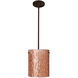 Tamburo 8 1 Light Bronze Stem Pendant Ceiling Light in Incandescent, Stone Copper Foil Glass
