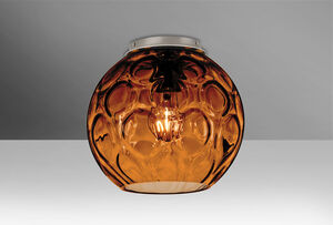 Bombay 1 Light 10 inch Satin Nickel Flush Mount Ceiling Light in Amber Glass