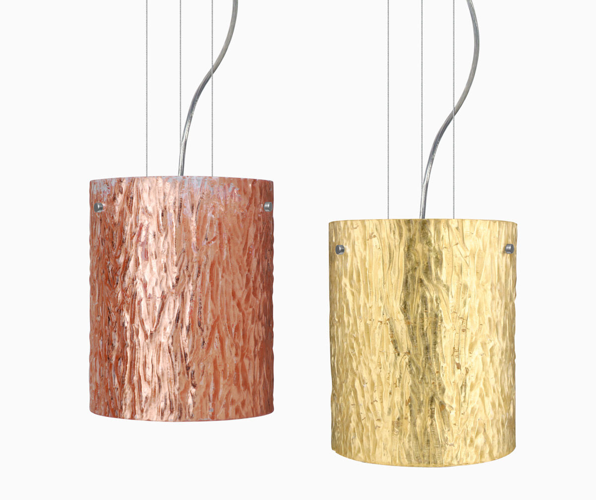 Tamburo LED Bronze Pendant Ceiling Light in Clear Stone Glass