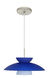 Trilo 15 1 Light Satin Nickel Pendant Ceiling Light in Incandescent, Blue Matte Glass