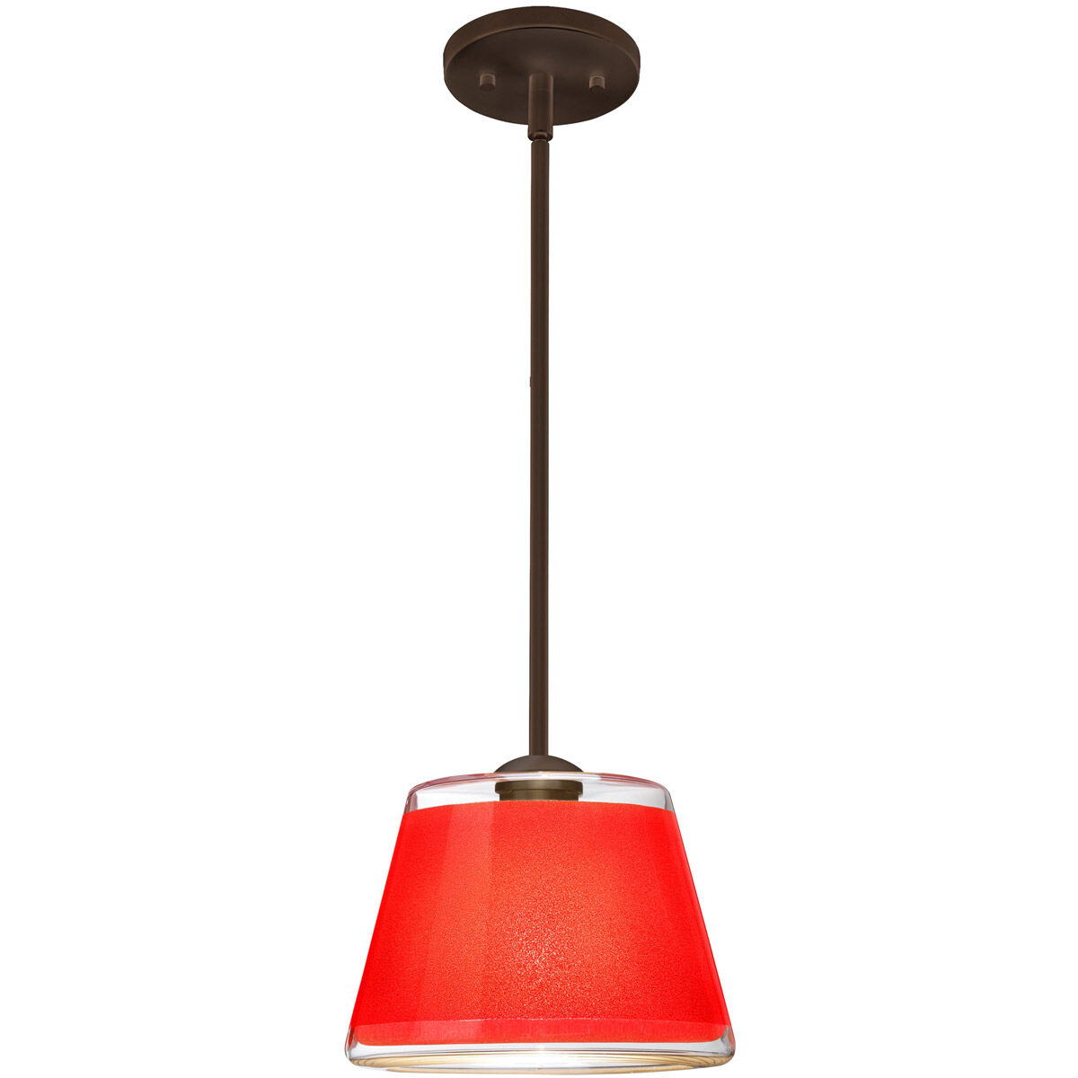 Pica 9 1 Light Bronze Stem Pendant Ceiling Light in Incandescent, Red Sand Glass