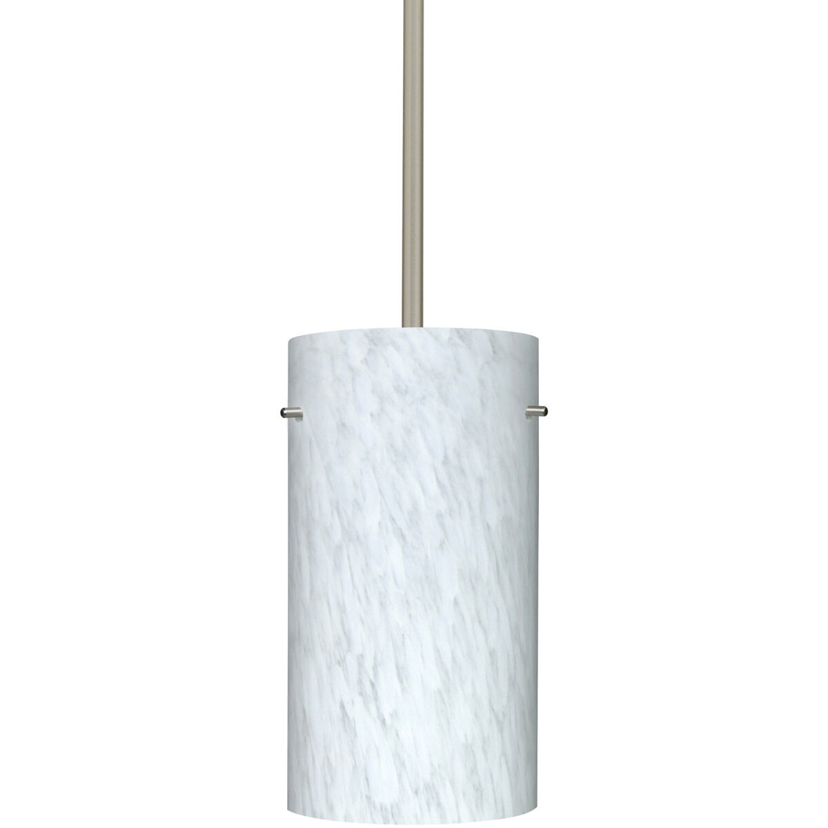 Tondo 12 LED Satin Nickel Stem Pendant Ceiling Light in Carrera Glass