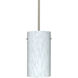 Tondo 12 LED Satin Nickel Stem Pendant Ceiling Light in Carrera Glass