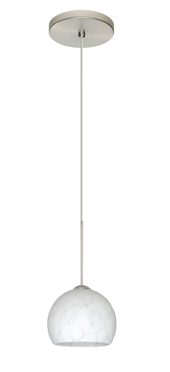 Palla 5 LED Satin Nickel Pendant Ceiling Light in Carrera Glass