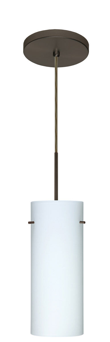 Stilo 10 LED Bronze Pendant Ceiling Light in Opal Matte Glass
