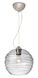 Wave 1 Light Satin Nickel Pendant Ceiling Light in Clear Wave Glass