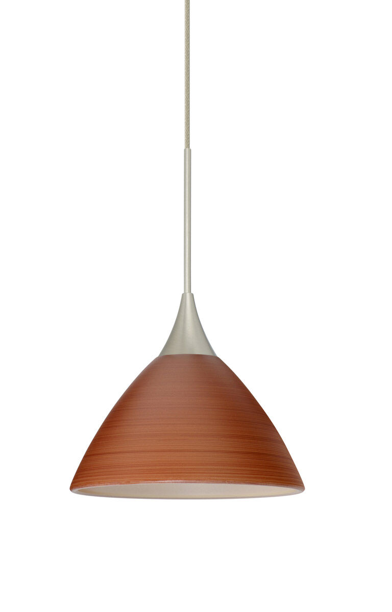 Domi LED Satin Nickel Pendant Ceiling Light in Cherry Glass