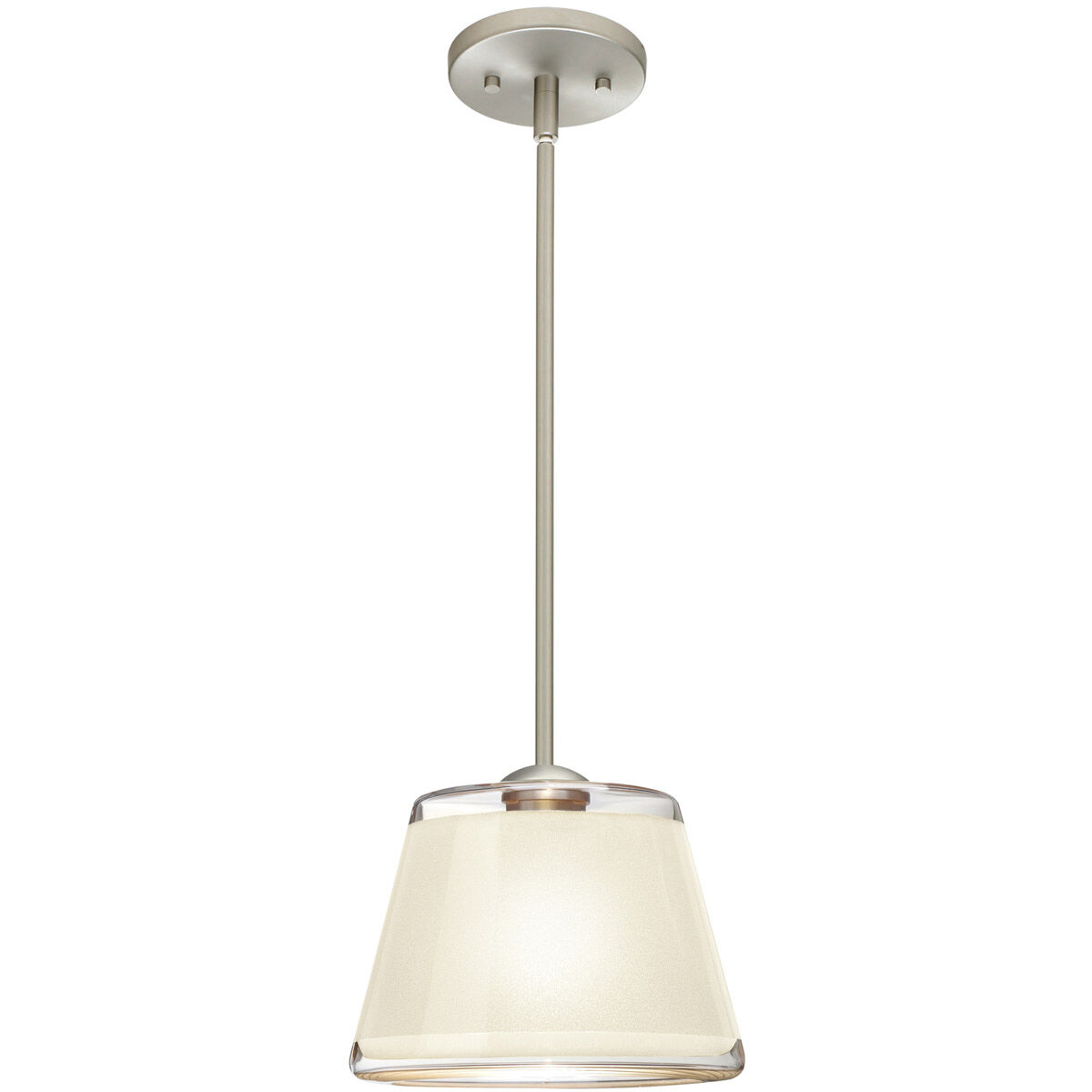 Pica 9 LED Satin Nickel Stem Pendant Ceiling Light in White Sand Glass