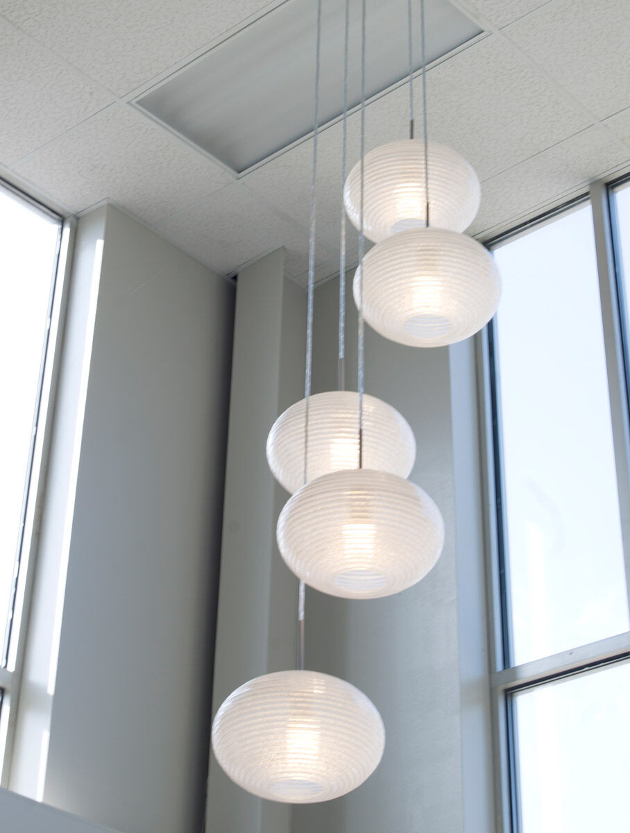 Pape 10 LED Bronze Pendant Ceiling Light in Glitter Glass