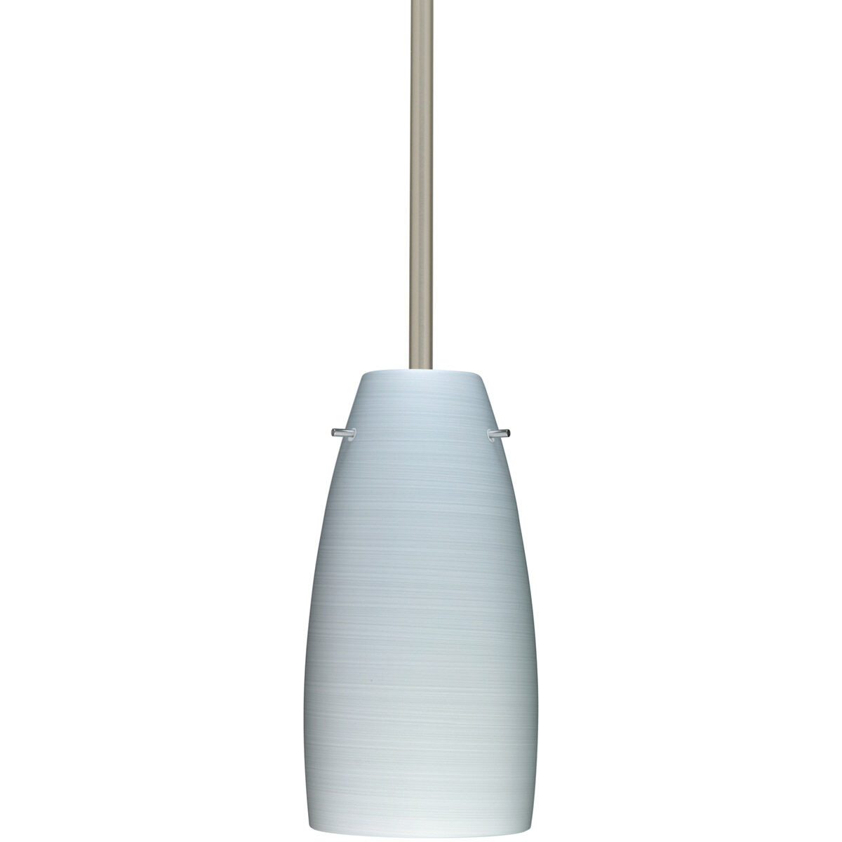 Tao 10 LED Satin Nickel Stem Pendant Ceiling Light in Chalk Glass