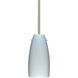 Tao 10 LED Satin Nickel Stem Pendant Ceiling Light in Chalk Glass