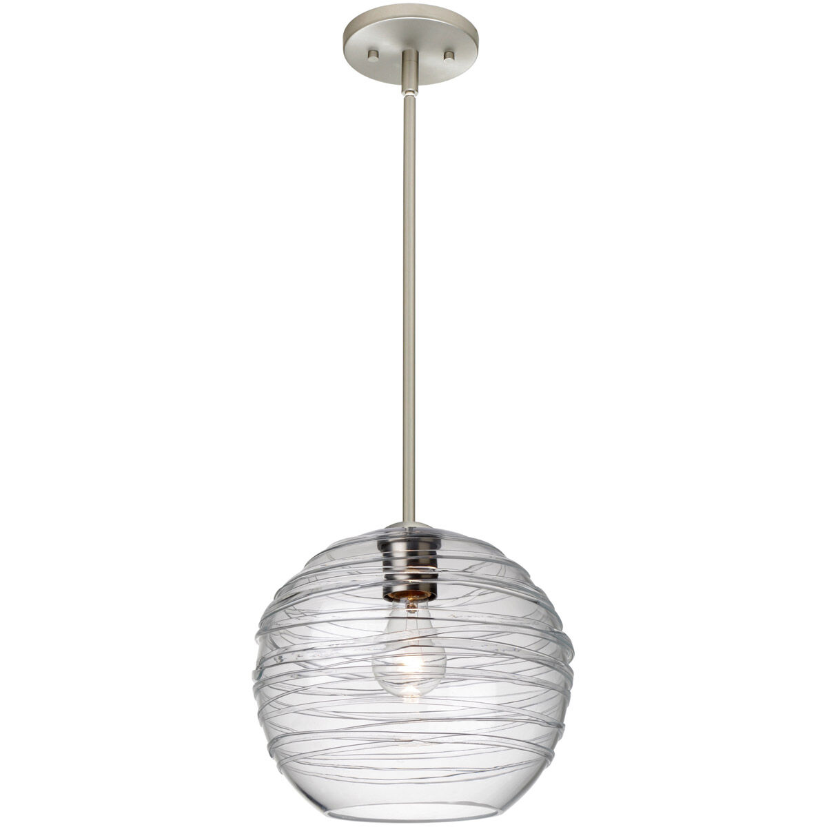 Wave 10 1 Light Satin Nickel Stem Pendant Ceiling Light