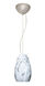 Pera 1 Light Satin Nickel Pendant Ceiling Light in Marble Grigio Glass, Incandescent