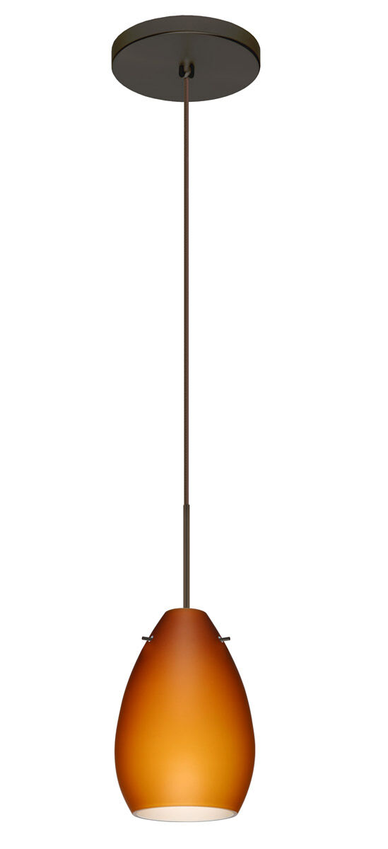 Pera LED Bronze Pendant Ceiling Light in Amber Matte Glass