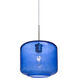 Niles 10 1 Light Satin Nickel Cord Pendant Ceiling Light in Blue Glass