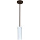 Copa 1 Light Bronze Stem Pendant Ceiling Light in Incandescent, Carrera Glass
