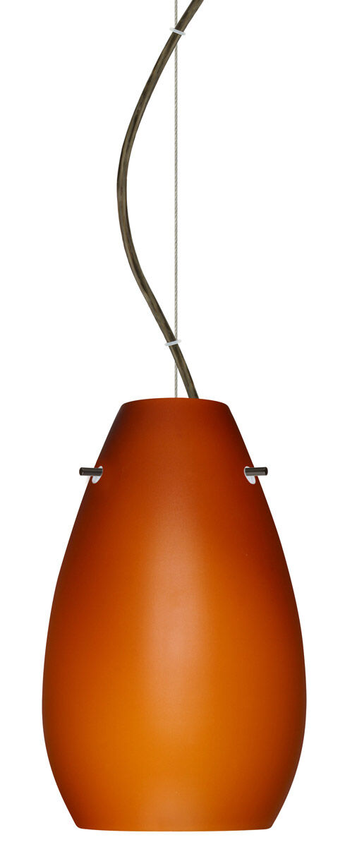 Pera 9 LED Bronze Pendant Ceiling Light in Amber Matte Glass