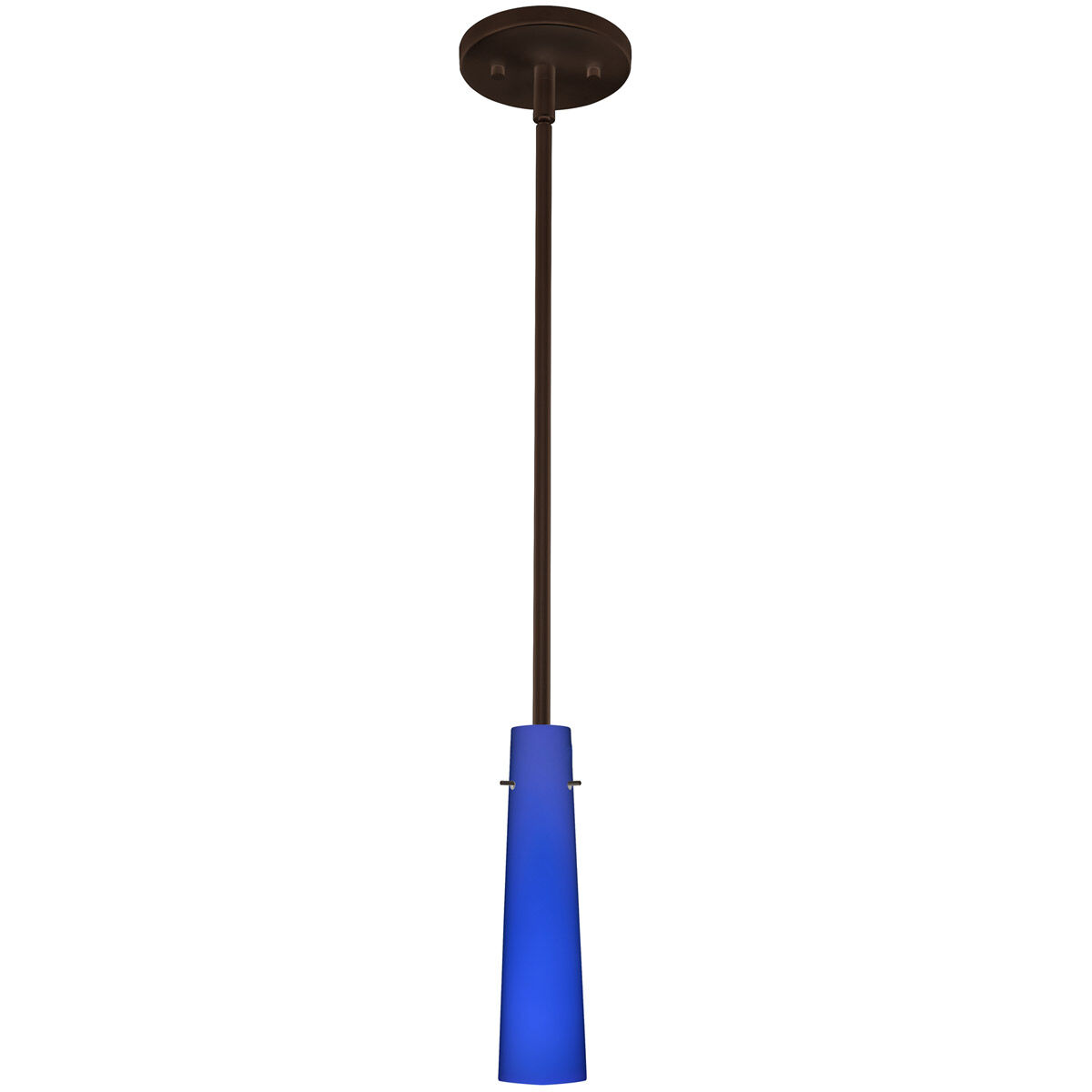 Camino 1 Light Bronze Stem Pendant Ceiling Light in Cobalt Blue Matte Glass