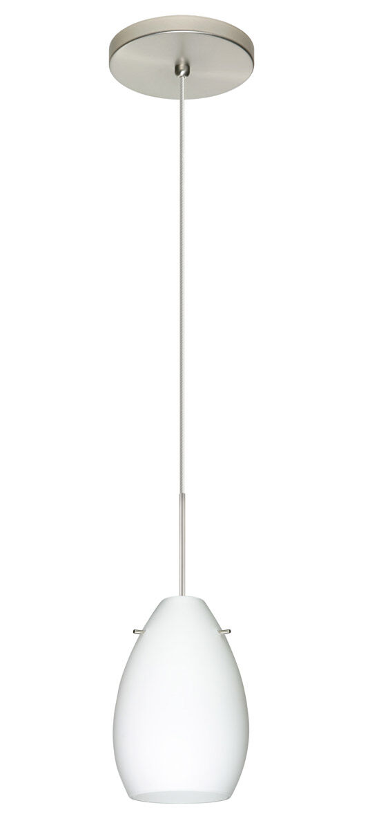 Pera 6 LED Satin Nickel Pendant Ceiling Light in Opal Matte Glass