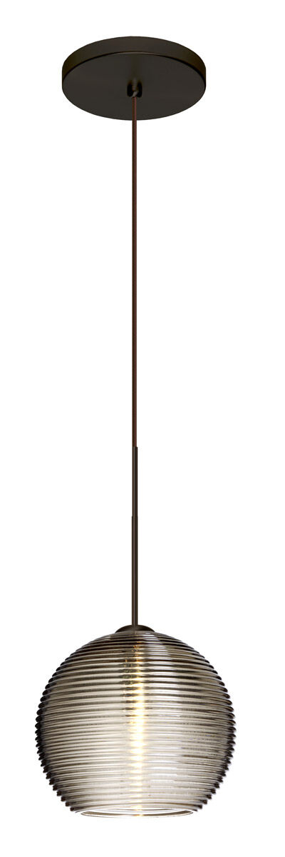 Kristall 6 1 Light Bronze Pendant Ceiling Light in Incandescent, Smoke Glass