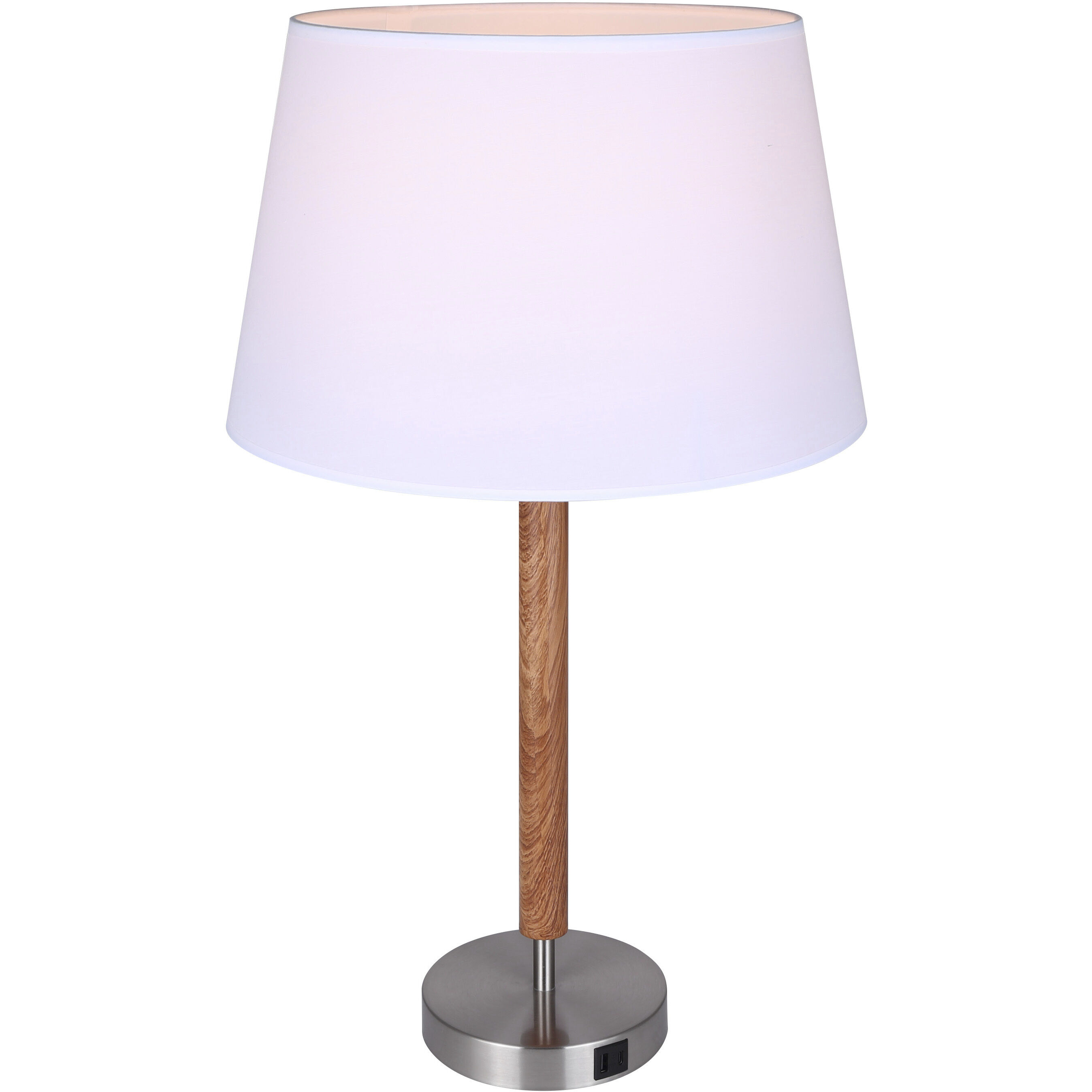 Maly 25.5 inch 100.00 watt Brushed Nickel and Faux Wood Table Lamp Portable Light