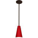 Cierro LED Bronze Stem Pendant Ceiling Light in Ruby Matte Glass