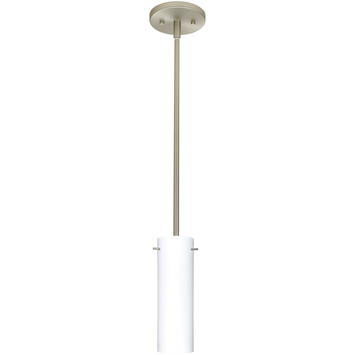 Copa 1 Light Satin Nickel Stem Pendant Ceiling Light in Incandescent, Opal Matte Glass