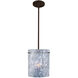 Tamburo 8 LED Bronze Stem Pendant Ceiling Light in Clear Stone Glass
