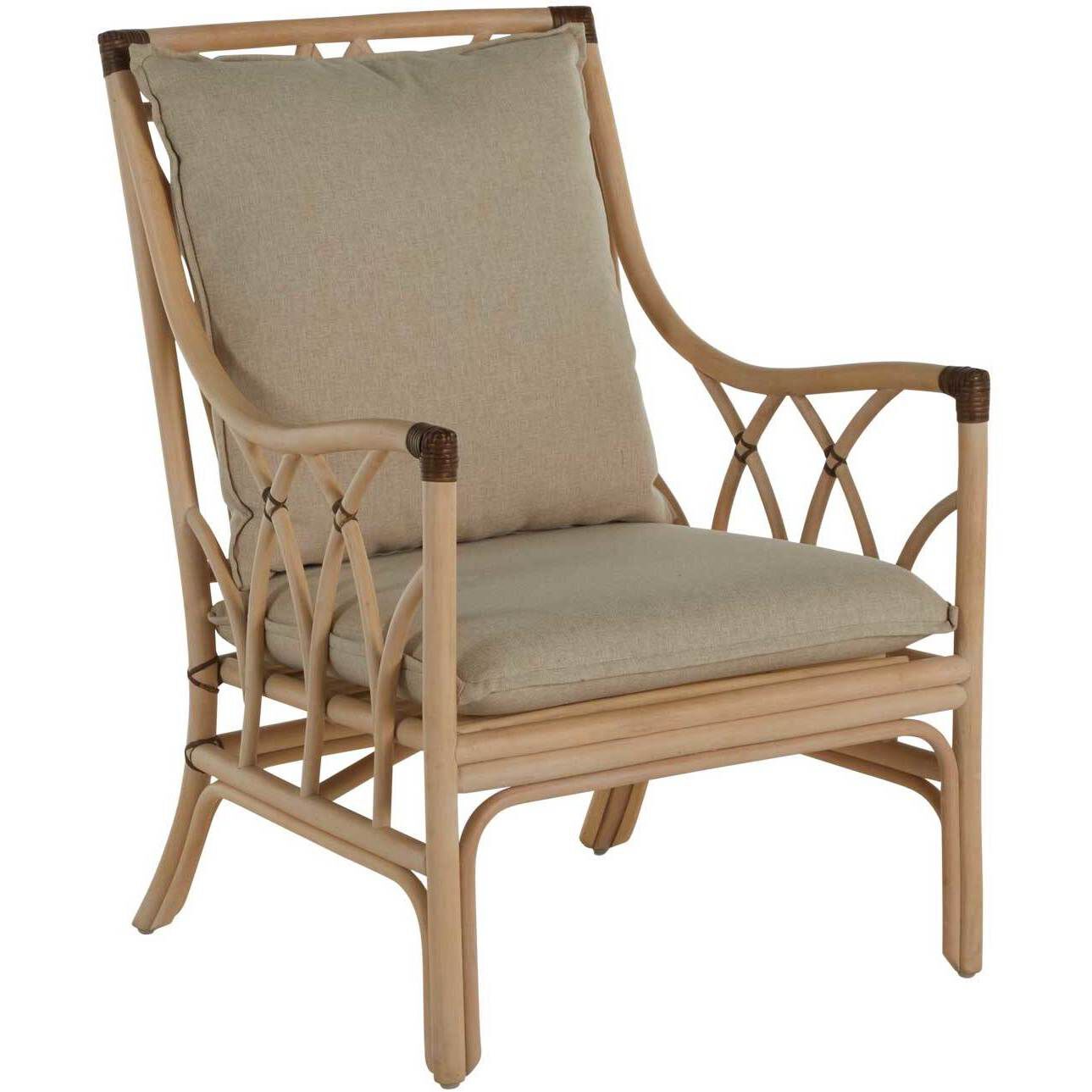 Milano Natural Rattan / Vienna Custard / Black Leather Occasional Chair