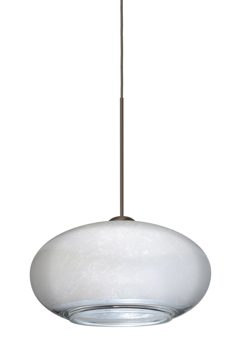 Brio 7 1 Light Bronze Pendant Ceiling Light in Incandescent, Silver Foil Glass