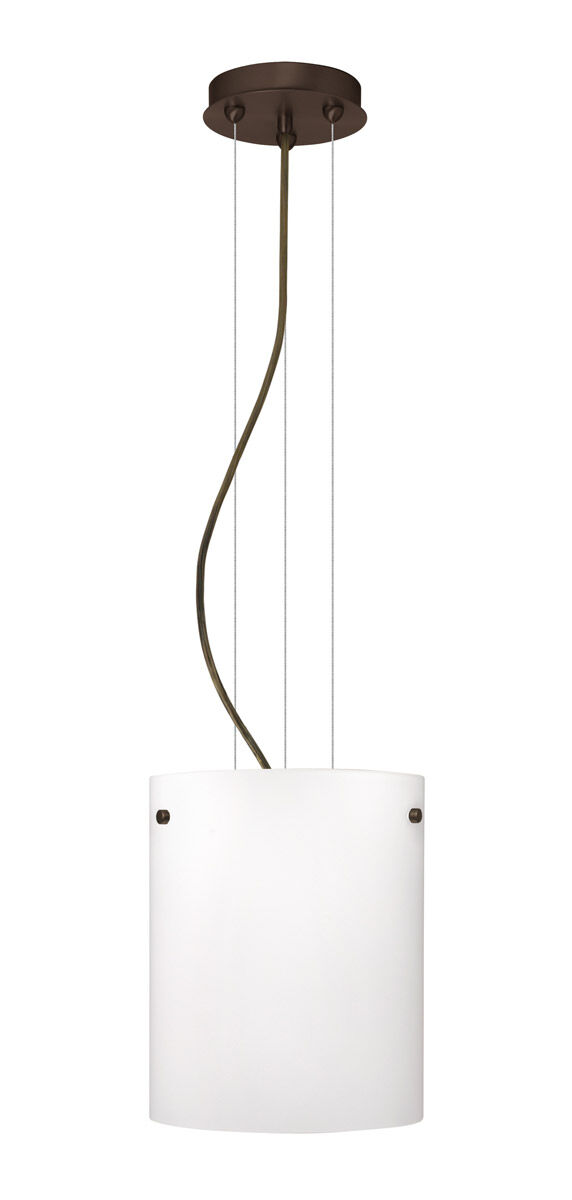 Tamburo 8 LED Bronze Pendant Ceiling Light in Opal Matte Glass